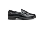 Image of black leather double monk strap dress shoes with silver buckles.